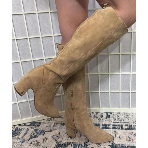 Sam Edelman Shoes - Sam Edelman Hutton Knee High Boot Beige Suede Leather City Classic Business 9.5